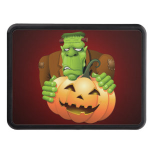 Frankenstein Monster Cartoon with Pumpkin Hitch Cover