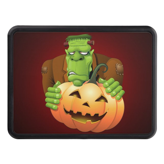 Frankenstein Monster Cartoon with Pumpkin Hitch Cover (Front)