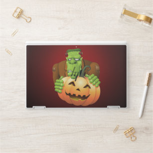 Frankenstein Monster Cartoon with Pumpkin HP Laptop Skin
