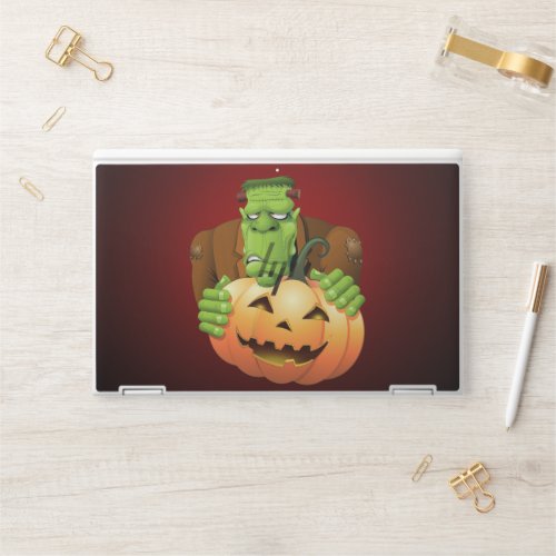 Frankenstein Monster Cartoon with Pumpkin HP Laptop Skin