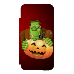 Frankenstein Monster Cartoon with Pumpkin iPhone SE/5/5s Wallet Case