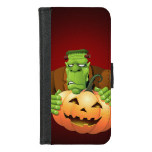 Frankenstein Monster Cartoon with Pumpkin iPhone 8/7 Wallet Case