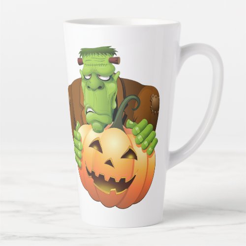Frankenstein Monster Cartoon with Pumpkin Latte Mug