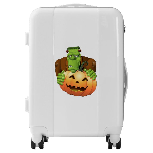 Frankenstein Monster Cartoon with Pumpkin Luggage (Front)