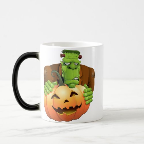Frankenstein Monster Cartoon with Pumpkin Magic Mug