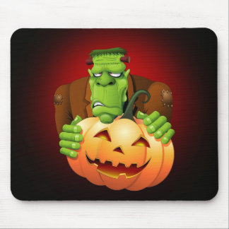 Frankenstein Monster Cartoon with Pumpkin Mouse Pad