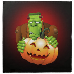 Frankenstein Monster Cartoon with Pumpkin Napkin