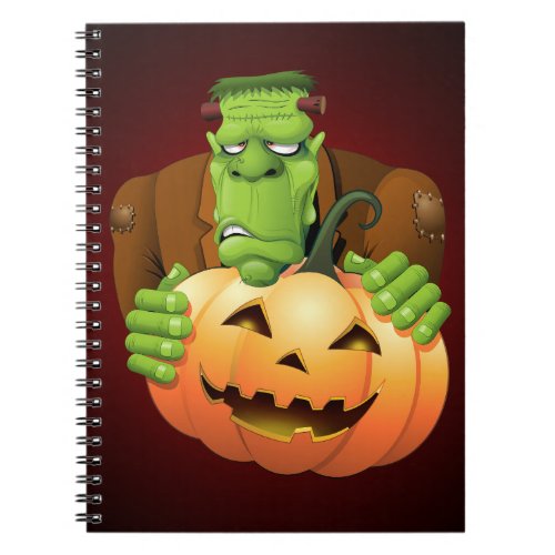 Frankenstein Monster Cartoon with Pumpkin Notebook