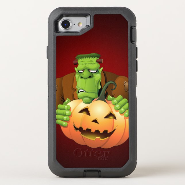 Frankenstein Monster Cartoon with Pumpkin Otterbox iPhone Case (Back)