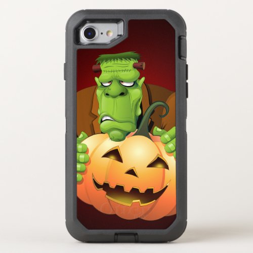 Frankenstein Monster Cartoon with Pumpkin OtterBox Defender iPhone SE87 Case