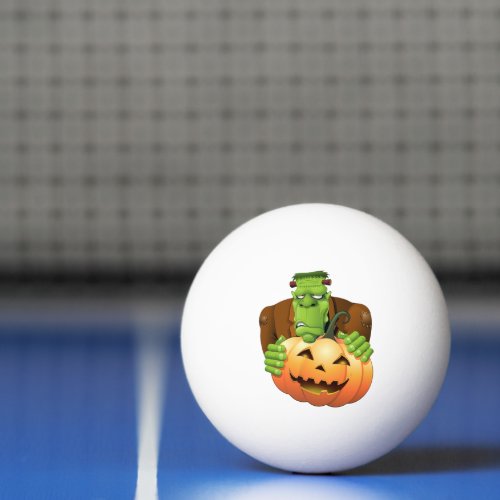 Frankenstein Monster Cartoon with Pumpkin Ping Pong Ball