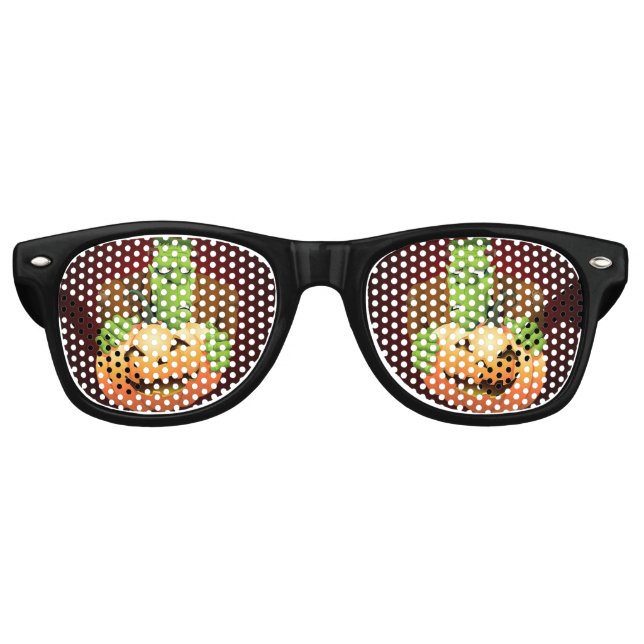 Frankenstein Monster Cartoon with Pumpkin Retro Sunglasses (Front)
