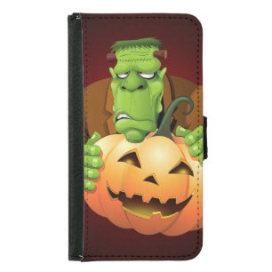 Frankenstein Monster Cartoon with Pumpkin Samsung Galaxy S5 Wallet Case