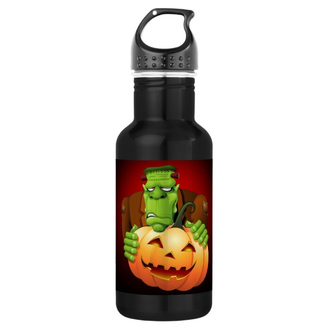 Frankenstein Monster Cartoon with Pumpkin Stainless Steel Water Bottle (Front)