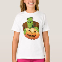 Frankenstein Monster Cartoon with Pumpkin