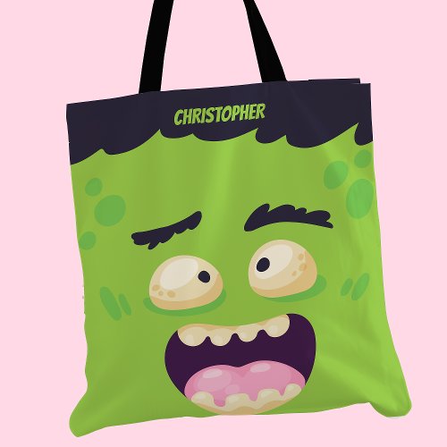 Frankenstein Monster Cute Personalized Halloween Tote Bag
