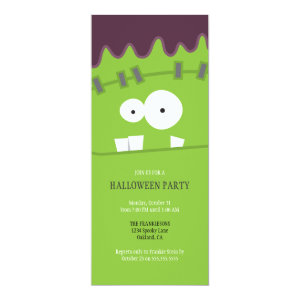 Frankenstein Monster Face Halloween Party Card