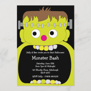 Frankenstein Monster Face Halloween Party Invitation
