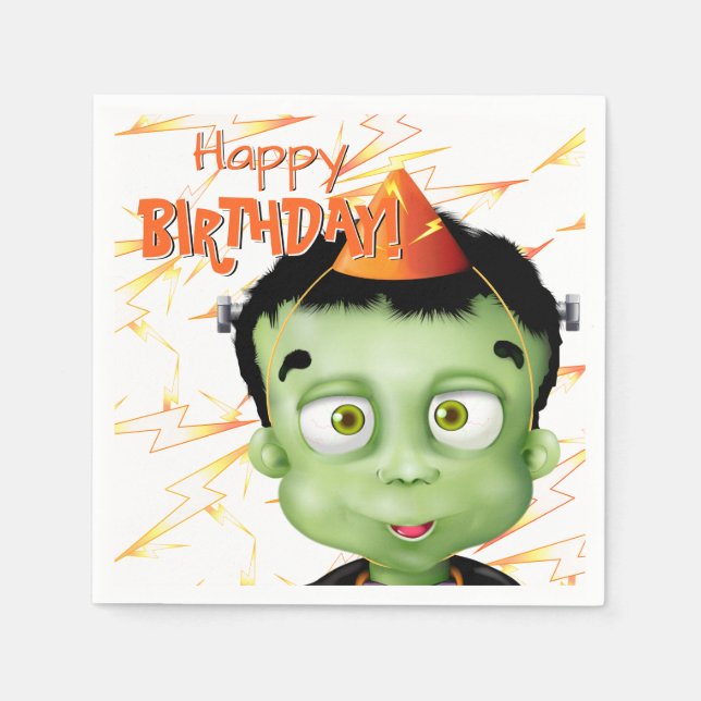 Frankenstein Monster Halloween Birthday Napkins (Front)