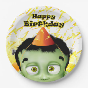 Frankenstein Monster Halloween Birthday Party Paper Plates