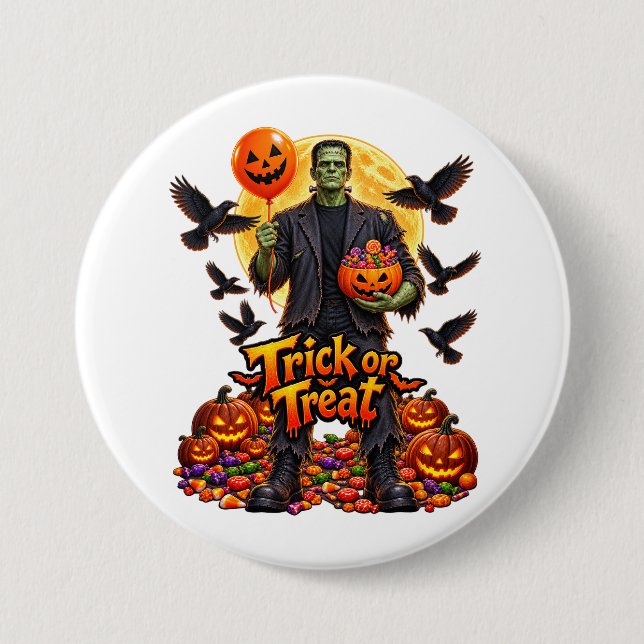 Frankenstein monster Halloween Button (Front)