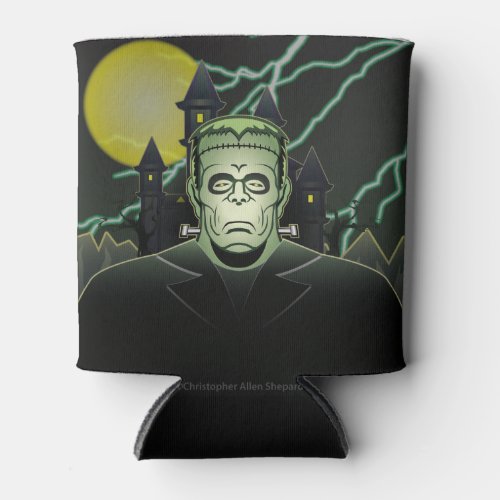 Frankenstein Monster Halloween Castle Lightning Can Cooler