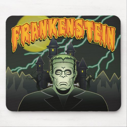 Frankenstein Monster Halloween Castle Lightning Mouse Pad