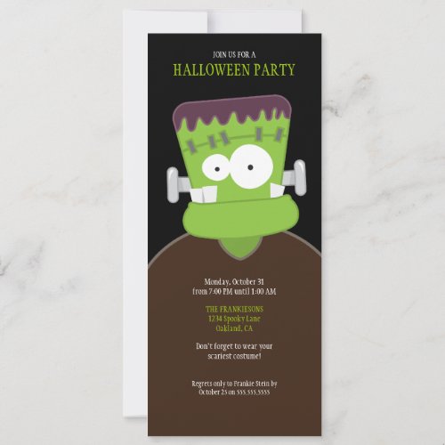 Frankenstein Monster Halloween Party Invitations