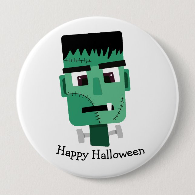 Frankenstein Monster Illustration Button (Front)