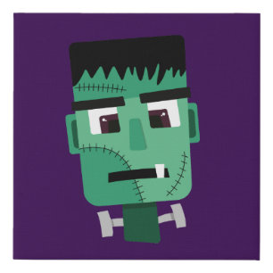 Frankenstein Monster Illustration Faux Canvas Print