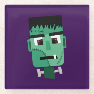 Frankenstein Monster Illustration Glass Coaster