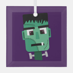 Frankenstein Monster Illustration Glass Ornament