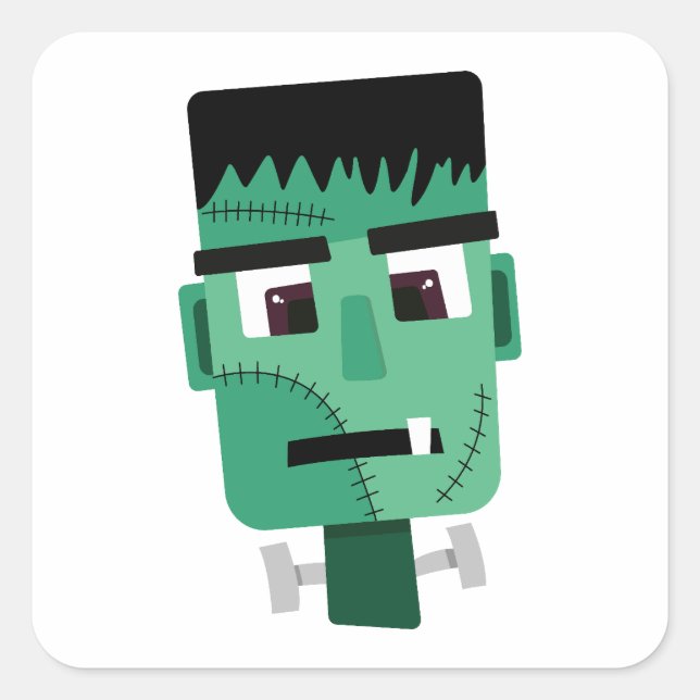 Frankenstein Monster Illustration Square Sticker (Front)