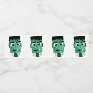 Frankenstein Monster Illustration Water Bottle Label