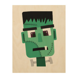 Frankenstein Monster Illustration Wood Wall Art