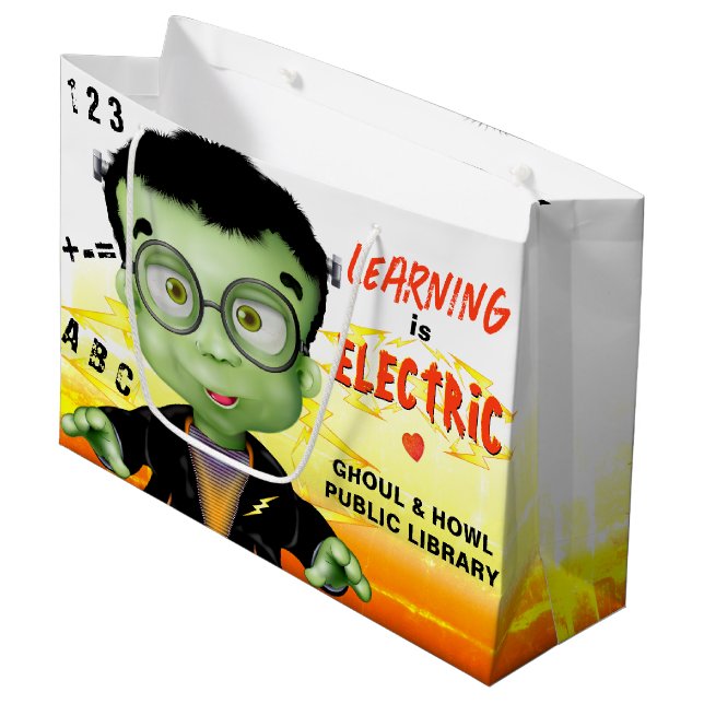 Frankenstein Monster Kindergarten Library Large Gift Bag (Front Angled)
