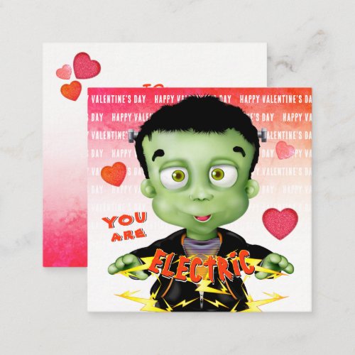 Frankenstein Monster Love Classroom Valentine Note Card