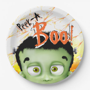 Frankenstein Monster Peek A Boo Birthday Party Paper Plates