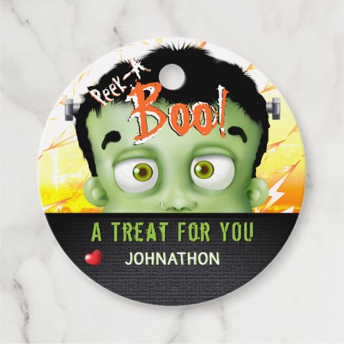 Frankenstein Monster Peek A Boo Candy Bag Tag