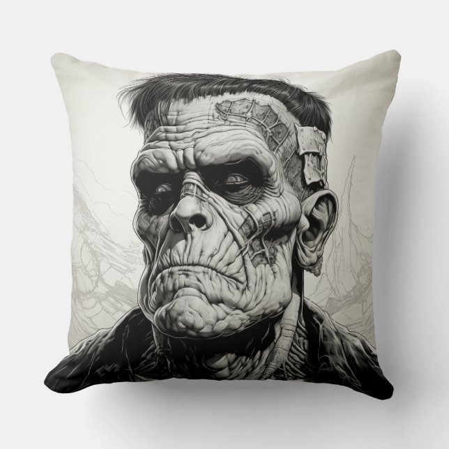 Frankenstein Monster Throw Pillow (Front)