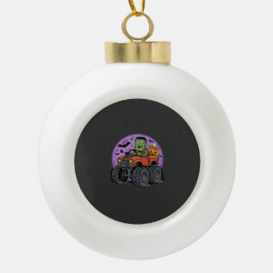 Frankenstein Monster Truck Halloween Graphic Desig Ceramic Ball Christmas Ornament