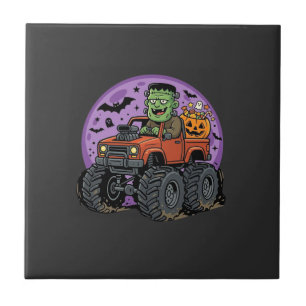 Frankenstein Monster Truck Halloween Graphic Desig Ceramic Tile