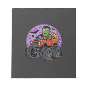 Frankenstein Monster Truck Halloween Graphic Desig Notepad