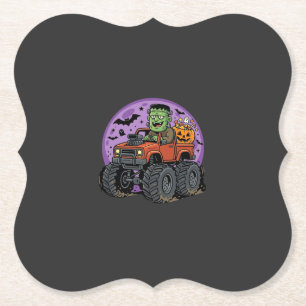 Frankenstein Monster Truck Halloween Graphic Desig Paper Coaster