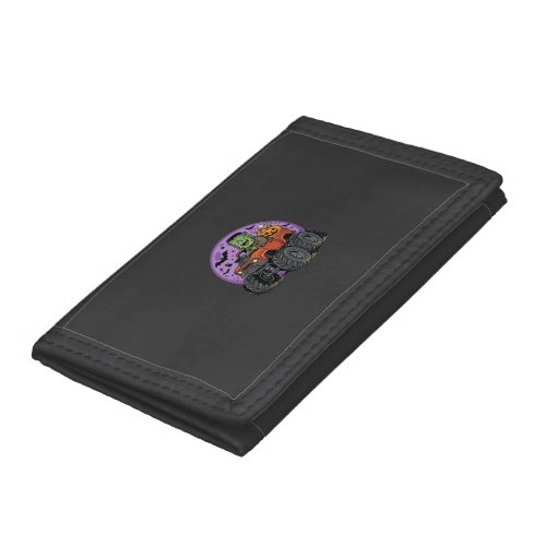 Frankenstein Monster Truck Halloween Graphic Desig Trifold Wallet