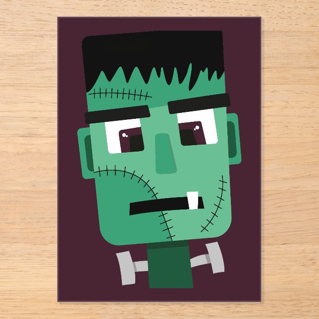 Frankenstein Monster's Head Acrylic Invitations (Front)