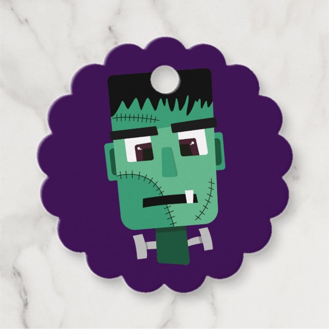 Frankenstein Monster's Head Favor Tags (Front)
