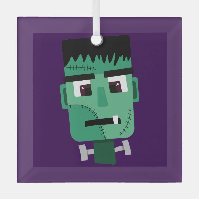 Frankenstein Monster's Head Glass Ornament (Front)
