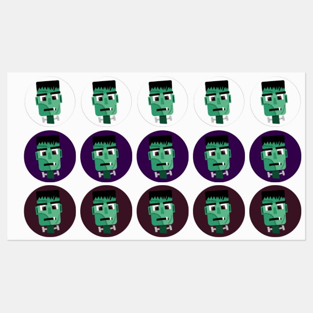 Frankenstein Monster's Head Labels (Sheet)