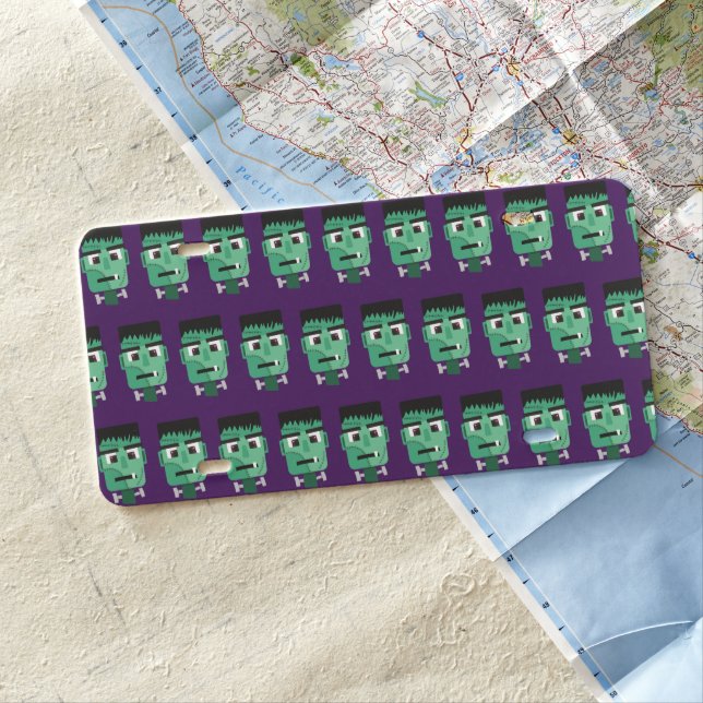 Frankenstein Monster's Head License Plate (In Situ)